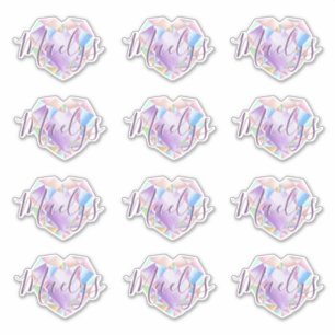 Ihr Name hier Niedlich Pastel Rainbow Heart Diamon Aufkleber
