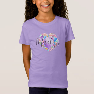 Ihr Name hier Niedlich Pastel Rainbow Heart Diamon T-Shirt