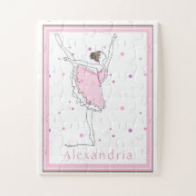 Ihr Name hier Pink Ballerina Polka Dot Puzzle
