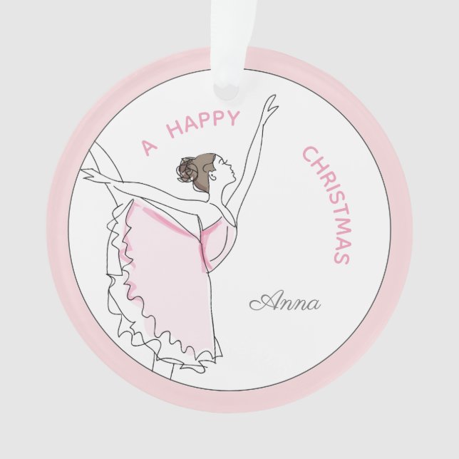 Ihr Name hier Pink Ballerina Weihnachtsdekoration Ornament (Vorderseite)