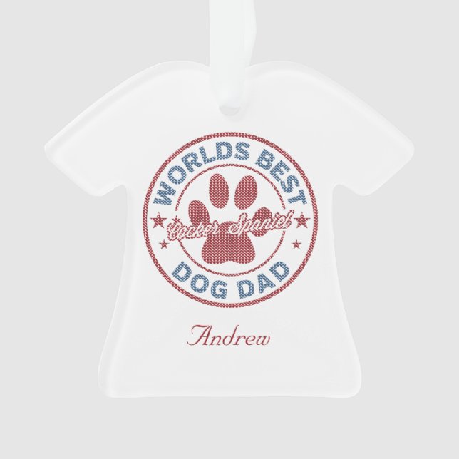 Ihr Name Hund Vater Cocker Spaniel Ugly Sweater Ornament (Vorderseite)