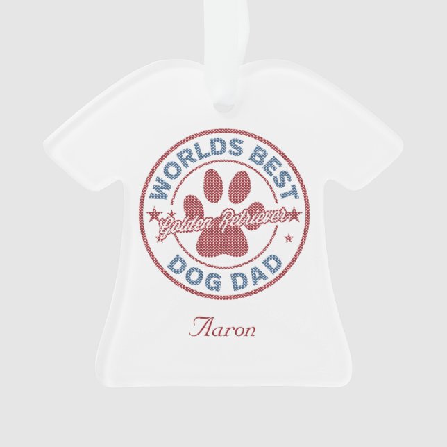 Ihr Name Hund Vater Golden Retriever Ugly Sweater Ornament (Vorderseite)