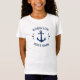 Ihr Name & Ihr Boot Vintag Ankerstars Blau & Weiß T-Shirt (Vorderseite)