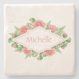 Ihr Name in Blume Rahmen Untersetzer