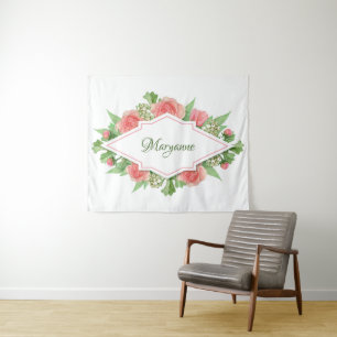 Ihr Name in der Blumen-Feldtapisserie Wandteppich