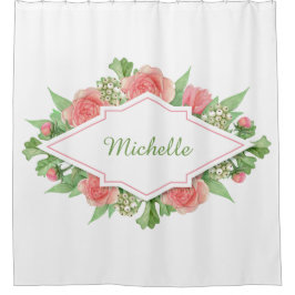 Ihr Name in einer Blume Frame Dusche Vorhang