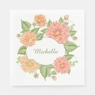 Ihr Name in einer Blume Frame Papierservietten