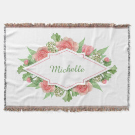 Ihr Name in einer Blume Rahmen werfen Decke