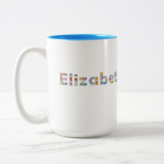 Ihr Name in künstlerischen Blumenbriefen / Elisabe Zweifarbige Tasse (Links)