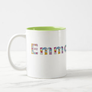 Ihr Name in künstlerischen Blumenbriefen / Emma Zweifarbige Tasse
