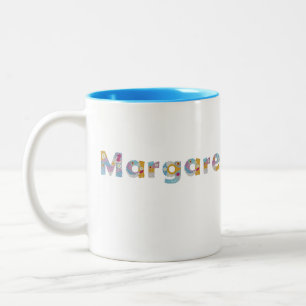 Ihr Name in künstlerischen Blumenbriefen / Margare Zweifarbige Tasse