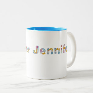 Ihr Name in künstlerischen Blumenschreiben / Jenni Zweifarbige Tasse