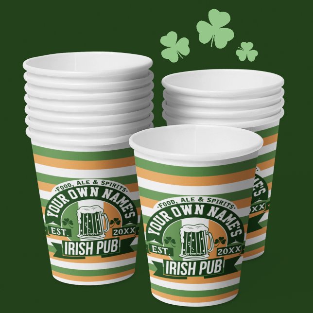 Ihr Name Irish Pub Funny St Patricks Day trinken Pappbecher (Von Creator hochgeladen)
