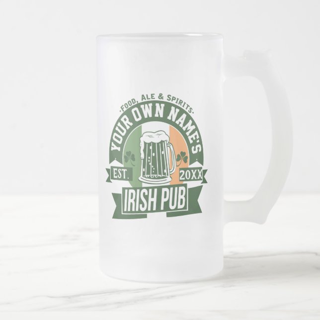 Ihr Name Irish Pub | Personalisierter St. Patty's  Mattglas Bierglas (Rechts)