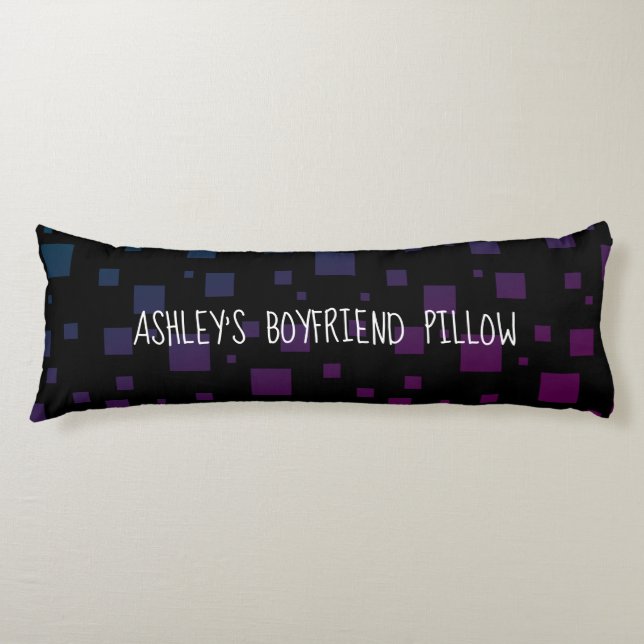 Ihr Name ist Boyfriend Pillow Black Blue Lila Art Seitenschläferkissen (Vorderseite)
