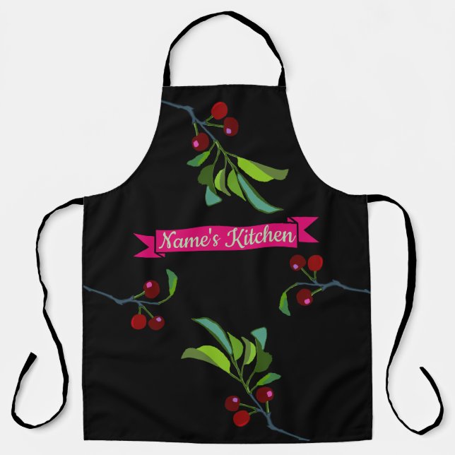 Ihr Name ist Kitchen Three Cherries Tree Limbs Schürze (Vorderseite)