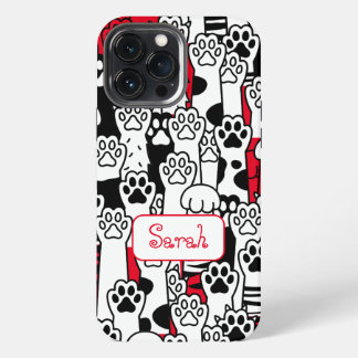Ihr Name kann auf einem Fun Cat Paw Muster angezei iPhone 13 Pro Max Hülle