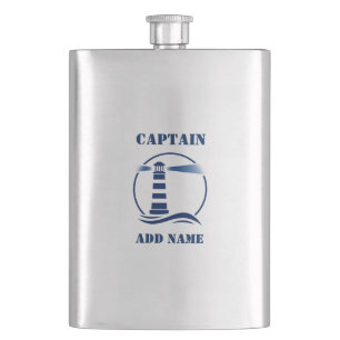 Ihr Name Kapitän Flask Custom Lighthouse Marine Flachmann