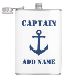 Ihr Name Kapitän Flask Vintage Anker Weiß Flachmann