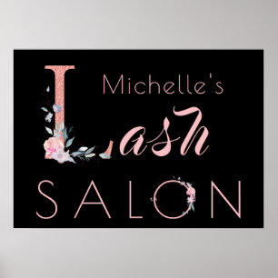 Ihr Name lasche Salon Blumenkohl Glitzer pink schw Poster