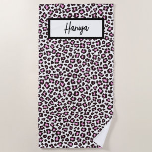 Ihr Name Leopard Predator Animal Pink Farbe Strandtuch