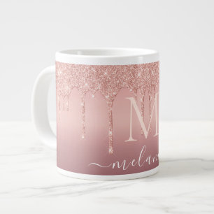 Ihr Name Letter Tasse Rose Gold Blush Glitzer Trop
