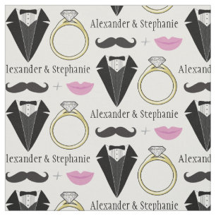 Ihr Name Lips Mustache Ring Tuxedo Hochzeit Stoff