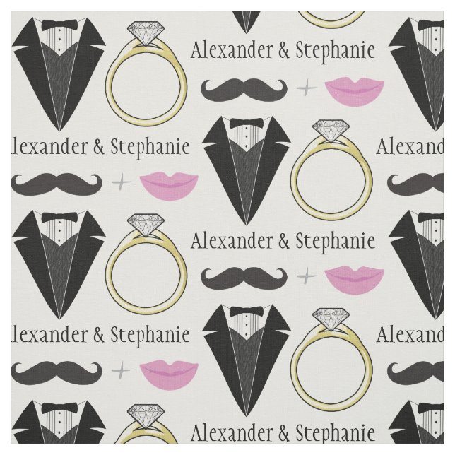 Ihr Name Lips Mustache Ring Tuxedo Hochzeit Stoff (Muster)