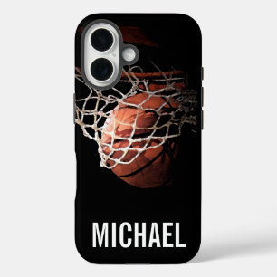 Ihr Name Maßgeschneiderte Basketball-Artwork iPhone 16 Hülle