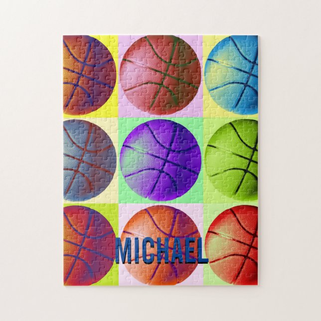 Ihr Name Maßgeschneiderte Basketball Pop Kunst Puzzle (Vertikal)