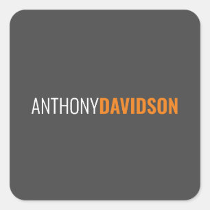 Ihr Name Minimalistisch Elegant Beruflich Gray Quadratischer Aufkleber