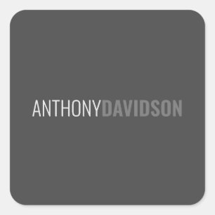 Ihr Name Minimalistisch Elegant Beruflich Gray Quadratischer Aufkleber