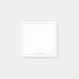 Ihr Name Minimalistisch rosa/weiß Post-it Klebezettel