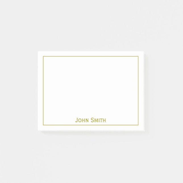 Ihr Name Minimalistisches Gold/Weiß für Unternehme Post-it Klebezettel (Vorderseite)