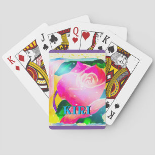 Ihr Name mit Tropfenschatten, Stern strahlt Rose, Spielkarten