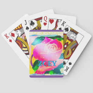 Ihr Name mit Tropfenschatten, Stern strahlt Rose, Spielkarten