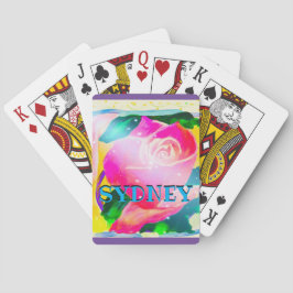 Ihr Name mit Tropfenschatten, Stern strahlt Rose, Spielkarten