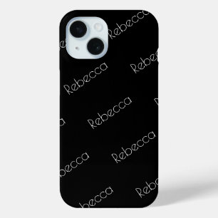Ihr Name   Moderne weiße Schrift auf Schwarz Case-Mate iPhone Hülle