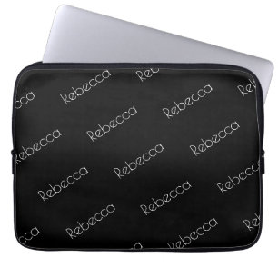 Ihr Name Moderne weiße Schrift auf Schwarz Laptopschutzhülle