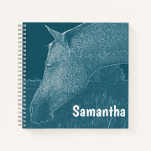 Ihr Name Modernes Pferd Weiß auf Blue Green Aquama