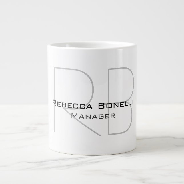 Ihr Name Monogram Your Title Modern Jumbo-Tasse (Vorderseite)