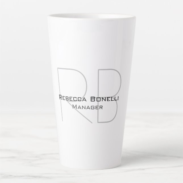 Ihr Name Monogram Your Title Modern Milchtasse (Vorderseite)