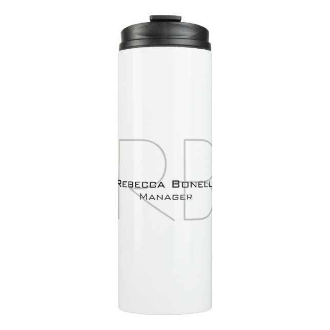 Ihr Name Monogram Your Title Modern Thermosbecher (Vorderseite)