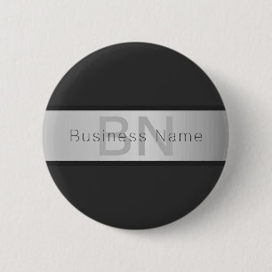 Ihr Name & Monogramm Grautöne & Faux-Silber-Look Button