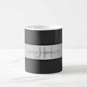 Ihr Name & Monogramm Grautöne & Faux-Silber-Look Kaffeetasse