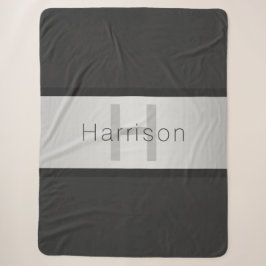 Ihr Name & Monogramm | Grautöne & Faux-Silber-Look Sherpadecke