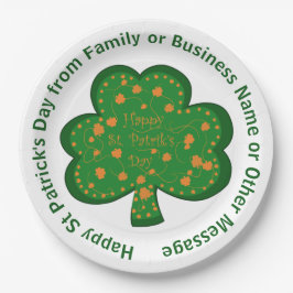 Ihr Name Nachricht St Patricks Day Green Kleeblatt Pappteller