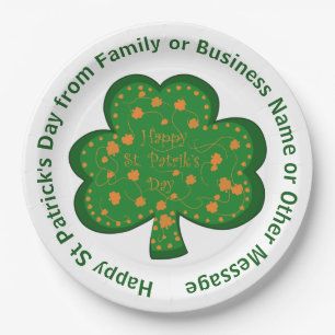 Ihr Name Nachricht St Patricks Day Green Kleeblatt Pappteller