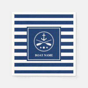 Ihr Name Nautical Anchor & Oars Blue Strichen Serviette