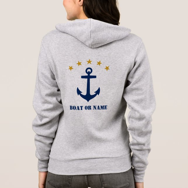 Ihr Name oder Boat Classic Anchor Navy Gold Hoodie (Rückseite)